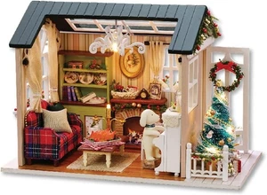 TuKIIE DIY Miniature Dollhouse Kit, 1:24 Scale Wooden Mini Doll House Accessorie - Picture 1 of 7