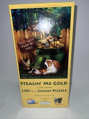 Rompecabezas Animal Gato Perro Irlandés Robándome Oro 300 piezas NUEVO Hecho en EE. UU. Foto 1 de 4