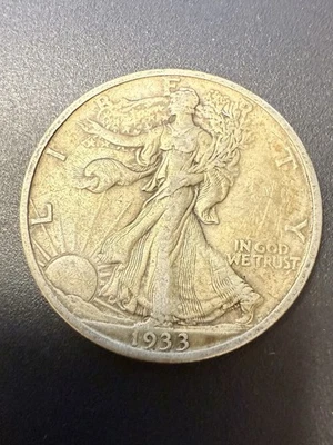 1933-S Walking Liberty Silver Half Dollar AU E296 ZWLE - Image 1 of 2