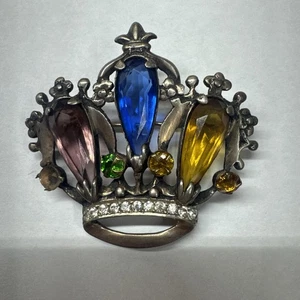 VINTAGE gegossene Krone rein .925 massiv Sterling Silber Anstecknadel Brosche Brosche - Bild 1 von 4