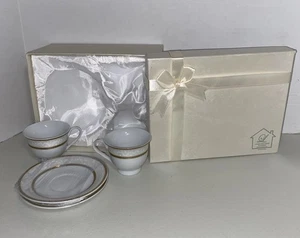 LORREN HOME TRENDS Amelia 4-teiliges Espresso Demitasse Tasse & Untertasse Set Neu im Karton BB11 - Bild 1 von 12