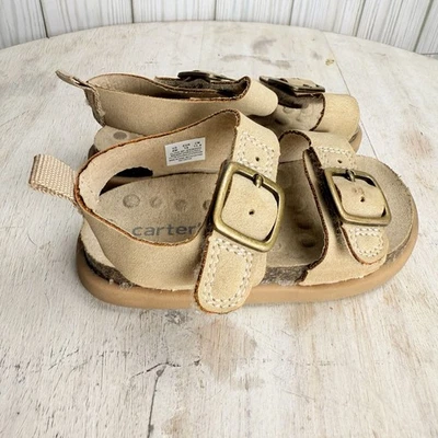 Sandalias de bebé Carters talla 4 meses bebé cada paso beige corcho sin cordones Foto 1 de 4