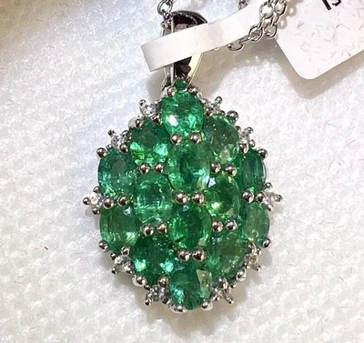 Genuine Natural Stunning Eye Clean Emerald 2.37ct Pendant With Chain Woman Gift - Image 1 of 4