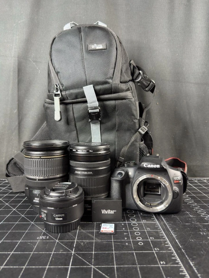 Canon EOS REBEL T6 18MP Digital SLR DSLR Camera w/ 3 Lenses - Image 1 of 4