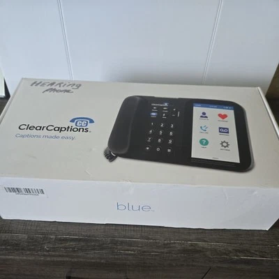 Clear Captions Blue Telephone Hearing Impaired Amplified Captioning Phone  - Image 1 of 4