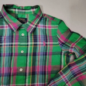 Polo Ralph Lauren Shirt Boys Size 10 Long Sleeve Button Down Plaid Preppy - Picture 1 of 8
