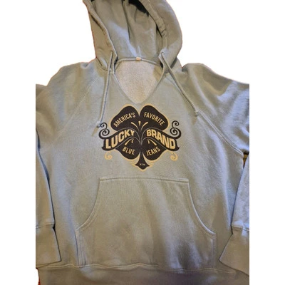 Sudadera con Capucha Pullover Lucky Brand Talla Mediana Logo Sudadera Azul Bebé Y2K 00's Foto 1 de 4