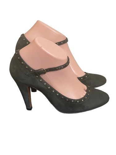 MOSCHINO decolte vintage con tacco in camoscio verde taglia 37 5 (7 5)