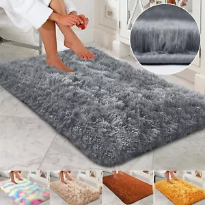 Non Slip Bath Mat Water Absorbent Small Large Bathroom Rug Toilet Pedestal Mats - Picture 1 of 27