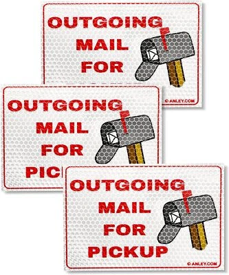 Anley Reflective Outgoing Mail for Pickup Magnet Sign 4x6 In (3 Pack) - Image 1 of 4