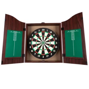Dartboard Cabinet Set Professional Dart Board Bar Home Game with Wood Scoreboard - Picture 1 of 12