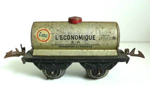 HORNBY "O" RARE WAGON CITERNE "L'ÉCONOMIQUE" ESSO 1930 TÔLE Lg 12cm BON ÉTAT - Imagen 1 de 8