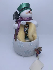 Traditions musikalische Schneemann Maus Familie Figur spielt Frosty der Schneemann mit Box - Bild 1 von 12