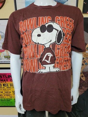 VTG 80s Bowling Green BGSU Falcons Peanuts Snoopy Joe Cool T Shirt XL Artex Nice Cover