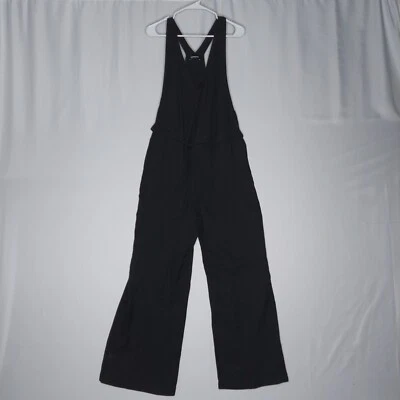 Mono Express Mujer Mediano Negro Cuello en V Pierna Ancha Sin Mangas Cremallera Cinturón NUEVO Foto 1 de 4