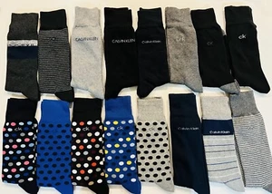 RANDOM ONLY 8PAIRS CALVIN KLEIN CK MEN'S CREW BUSINESS Dress SOCKS one size 8-12 - Picture 1 of 9