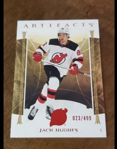 2022-23 UD Artifacts Jack Hughes #117 Ruby SP #d 023/499 NJ Devils - Foto 1 di 3