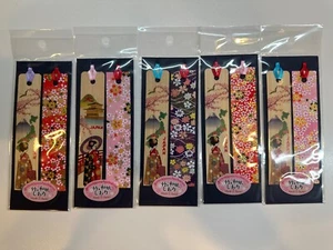 Bamboo and Japanese Paper Bookmark Maiko Yuzen Dyeing Pattern Kyoto Japan - Picture 1 of 29