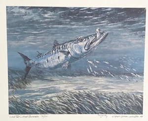 Russ Smiley Salzwasser Sportsman Ltd Ausgabe 1989 ""Mittagszeit"" toller Barrakuda - Bild 1 von 5
