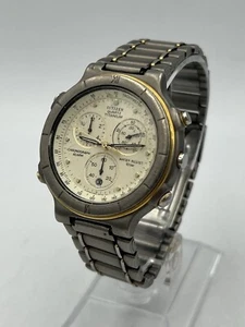 Citizen Titanium Chronograph Alarm Quartz 3510-351843 TA Armbanduhr 10bar  - Bild 1 von 13