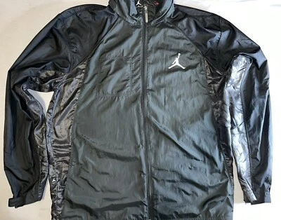 Air Jordan Jumpman Black/ White Windbreaker Hoodie Jacket Large 452284-060 - Image 1 of 4