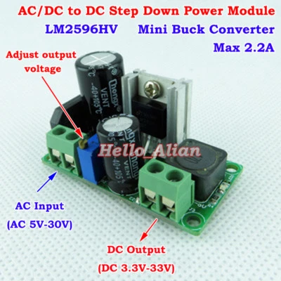 LM2596HV AC/DC to DC Buck Step Down Adjustable Converter 3.3V 5V 6V 9V 12V 24V - Image 1 of 4