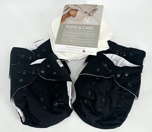 NEW Nora's Nursery Cloth Pocket Diapers 4 Pack with 4 Inserts - Black Tie Diaper - Picture 1 of 1