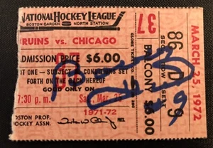 1972 Bobby Hull Ticket 600 Goal Signed At Boston Bruins Vs Chicago Blackhawks 🏒 - Bild 1 von 3