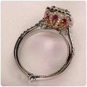 3.20 Ct Round Moissanite Vintage Art Deco Engagement Ring 14K White Gold Plated - Picture 1 of 7