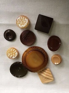 Vintage hellbraune & braune Glasknöpfe verschiedene Größen Posten 27-44 - Bild 1 von 5