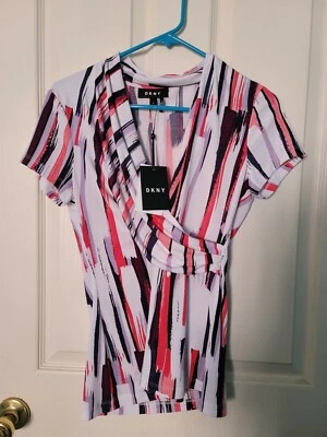 NWT Women's DKNY Masters Pieces Blouse Multicolor Small $49 MSRP - Image 1 of 4