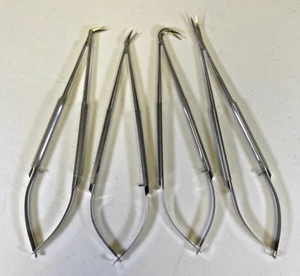 Set of 4 Konig Medline Jacobson Micro Vascular Scissors 7" Rhoton Curved Blades - Picture 1 of 7