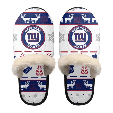 New York Giants Christmas Plush Slippers Warm Soft Non-Slip House Slippers Gift Cover