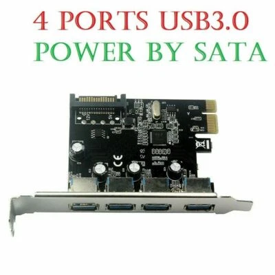 PCI-E to USB 3.0 4-Port PCI Express Expansion Card Adapter Hub SATA POWER - Image 1 of 4