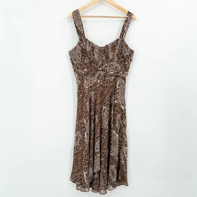 Vestido Midi Y2K Hada Bosque Marrón Gasa Talla 12 Cintura Imperio Bebé Muñeca Terroso Foto 1 de 4