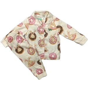 Peter Alexander Pyjama Set Baby Size 2 Pink Krispy Kreme Donut Bunny Bamboo PJ - Picture 1 of 14