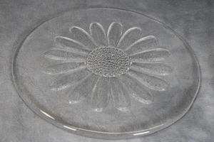 Mid Century Vintage Frank Thrower Dartington Glass Daisy Cheese Cake Plate 10.5" - Picture 1 of 4