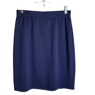 Falda Tejida Santana Azul Colección St. John Para Mujer Talla 8 Preppy Old Money Chic Foto 1 de 4