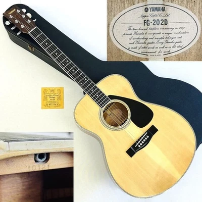 Guitare acoustique Yamaha FG-202D étiquette beige Japon vintage années 80... - Photo 1/4