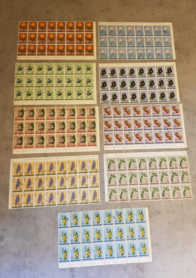 YUGOSLAVIA-FLOWERS -1961-24 SETS IN BLOCKS OF 24 CTO-USED - Image 1 of 1
