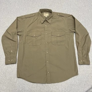 Cabelas Shirt Men’s Medium Khaki Safari Series Flap Pocket Epaulettes Outdoor - Picture 1 of 13
