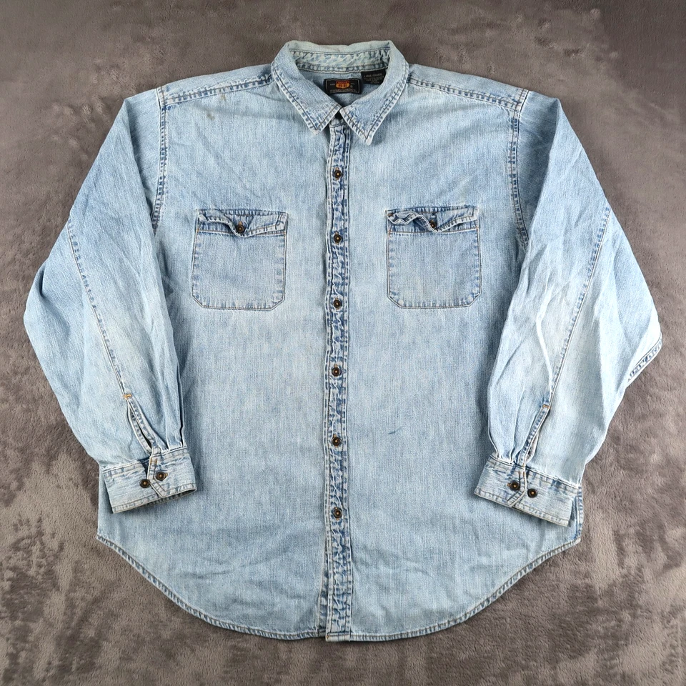 Vintage Route 66 Original Clothing Co Mens Denim Shirt L Large Blue Oversized - Image 1 of 4