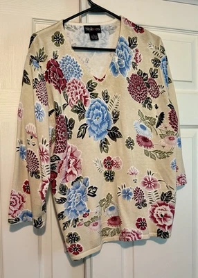 Suéter Pullover Floral para Mujer Style & Co, Manga 3/4, Floral Talla XL  Foto 1 de 4