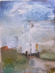 Cloud Landscape Plein Air Americana Farm Art Oil Painting 18x24 Original BVC - Picture 1 of 3
