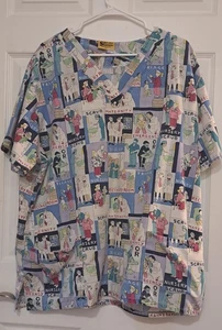Scrub TOP Sz 2x short sleeve Scrub Station  Nurse Doctor Medical unisex  - Picture 1 of 7