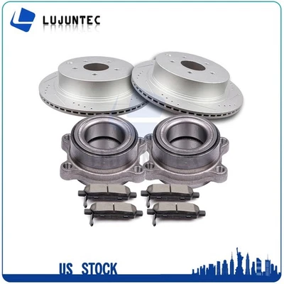 Pastillas de cerámica y cojinetes de buje de rotor trasero de freno perforados para Infiniti FX45 2003-2008 Foto 1 de 4