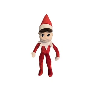 VTG Elf on the Shelf 14" Plush Stuffed Doll Christmas Boy Blue Eyes Brown Hair - Picture 1 of 10