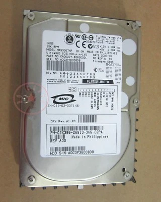 Fujitsu / hp MAS3367NP 36.7GB/15,000rpm/68pin SCSI - Image 1 of 3