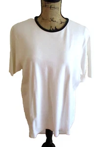 Jones New York Sport Damen Kurzarm Oberteil, weiß mit schwarzem Besatz, Größe 1X - Bild 1 von 8
