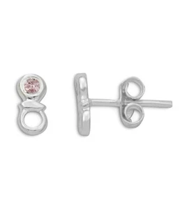 Neu .925 Sterling Silber Rosa CZ Schnuller Ohrstecker S-748 - Bild 1 von 1